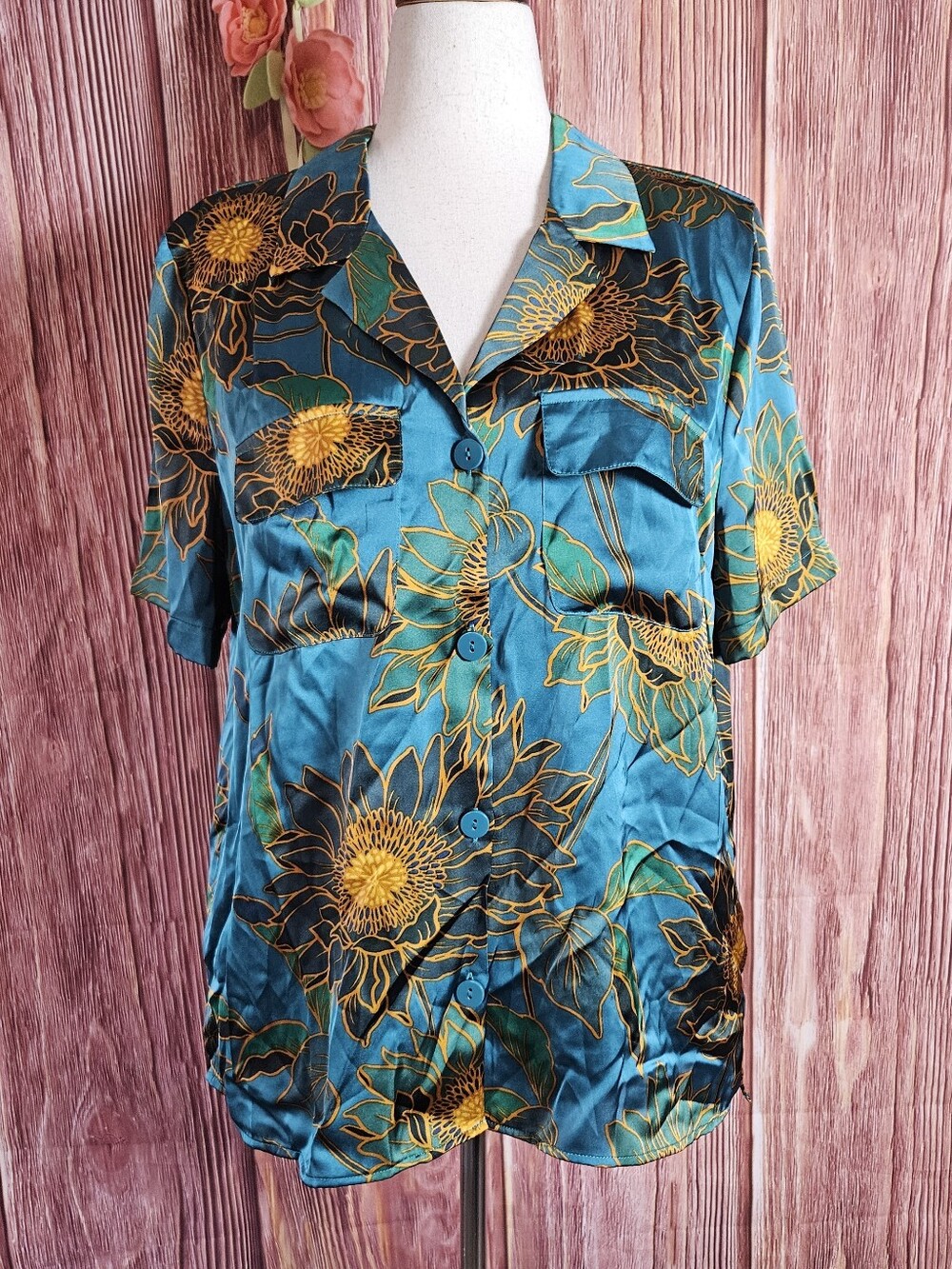 DR2 Retro Style Satin Camp Shirt Size XXL
